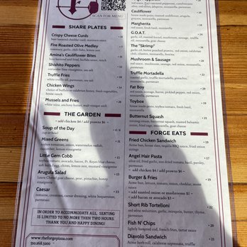 Forge Pizza - Food menu at Forge Pizza in Jack London Square in Oakland. - Pizza Near Me - Oakland, California