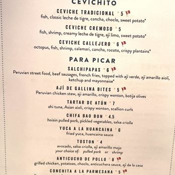 Pisco Y Nazca - Happy hour menu - Gastropubs Near Me - Coral Gables, Florida