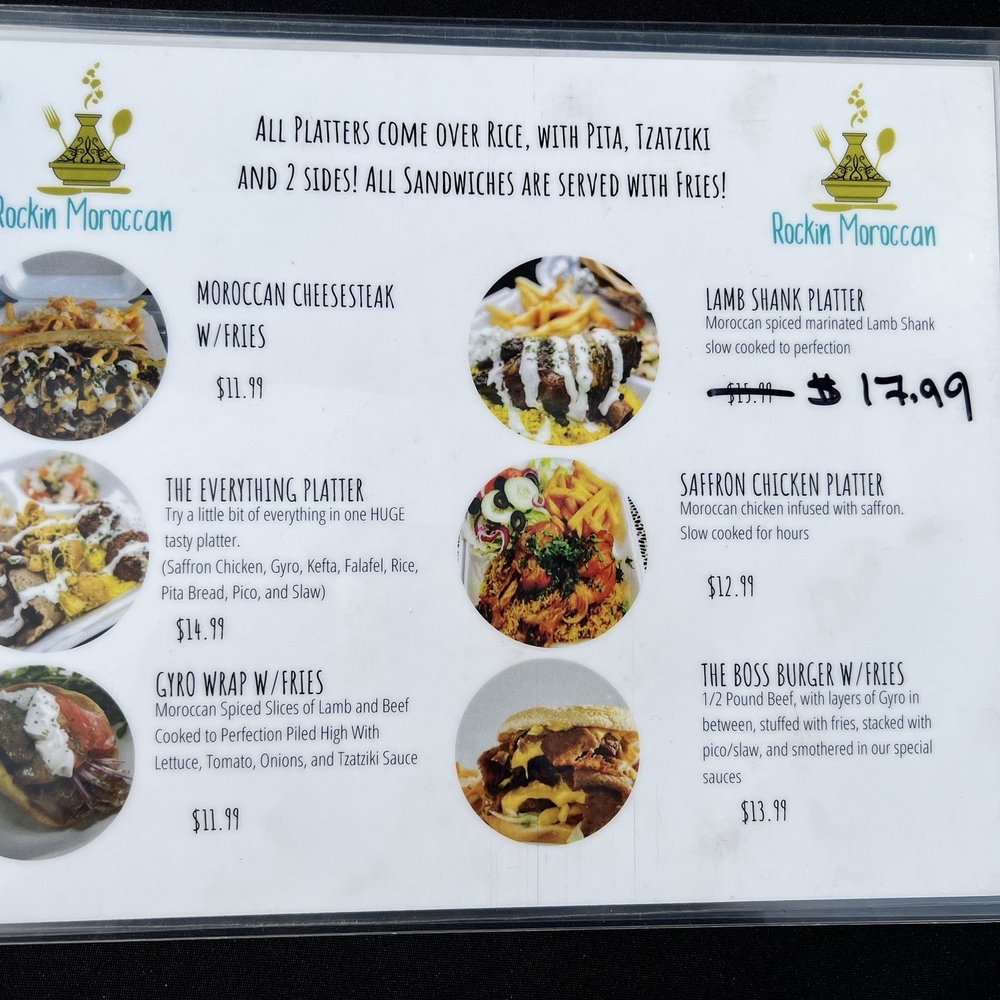 Rockin' Moroccan - 20MAY2023 Entrée menu - Moroccan Near Me