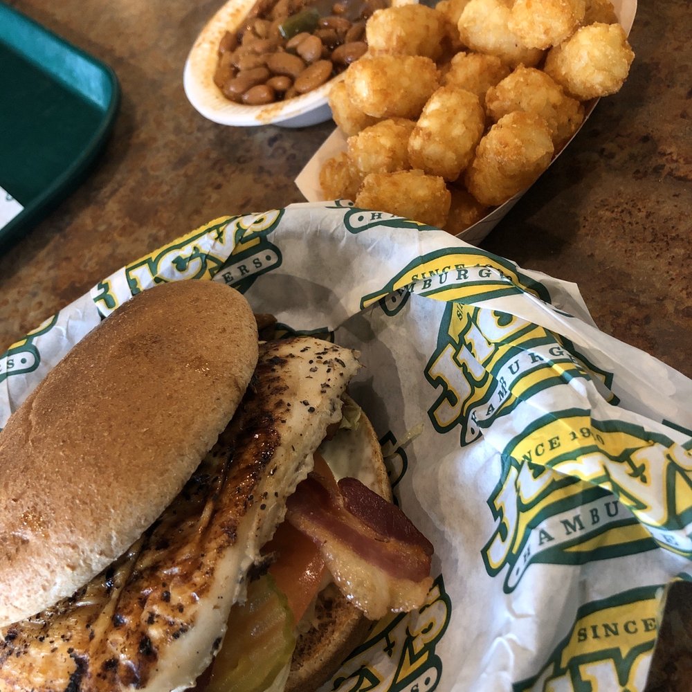 Jucy's Hamburgers - Grilled chicken sandwich with tots Excellent - Burgers Near Me - Tyler, Texas Jucy's Hamburgers - Grilled chicken sandwich with tots Excellent - Burgers Near Me - Tyler, Texas