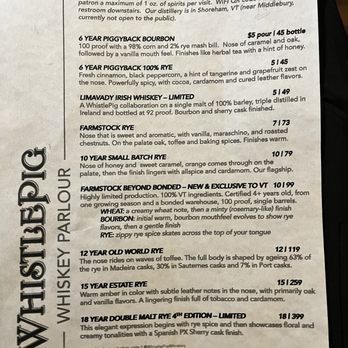 Whistle Pig Whiskey - Menu - Whiskey Bars Near Me - Quechee, Vermont