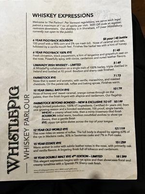 Menu photo 5 Whistle Pig Whiskey Quechee, VT