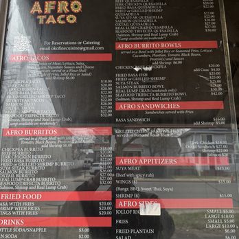 Afro Taco - Menu - Food Trucks Near Me - Newark, New Jersey