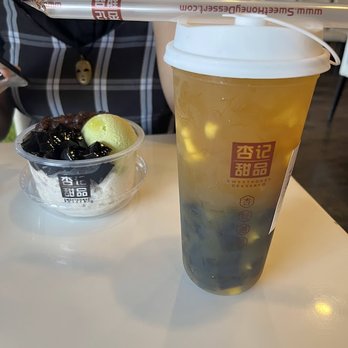 SweetHoney Dessert - Artesia - grass jelly, red bean, matcha ice cream over vanilla snow and mango green tea - Desserts Near Me - Artesia, California SweetHoney Dessert - Artesia - grass jelly, red bean, matcha ice cream over vanilla snow and mango green tea - Desserts Near Me - Artesia, California