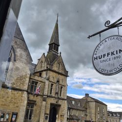 Huffkins Bakery and Tea Rooms - View from inside, ground floor. Facing the square.