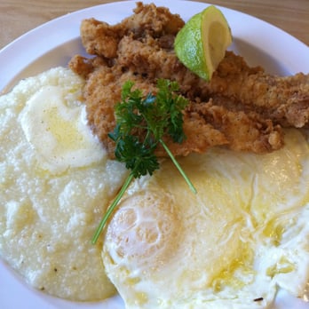 The Serving Spoon - Grits, Catfish filet, and Eggs.  If soul food were a religion, then this would be the Holy Trinity. - Breakfast & Brunch Near Me - Inglewood, California
