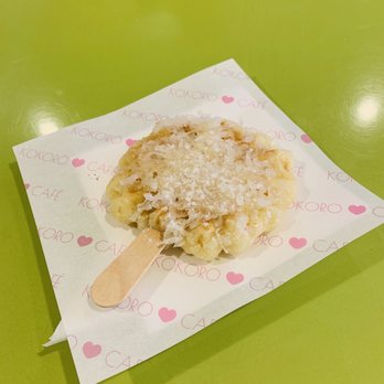 Kokoro Cafe - Paradise Mochi-Pop (mochi waffle, haupia, coconut, and passion fruit syrup) - Desserts Near Me - Honolulu, Hawaii