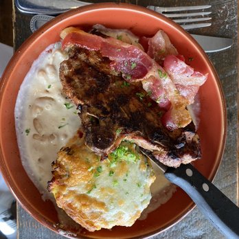 Kid Cashew - Pork chop with white beans and egg soufflé - fantastic. - Mediterranean Near Me - Charlotte, North Carolina