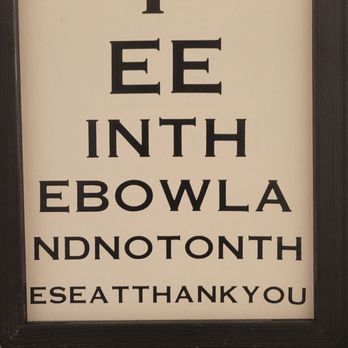 Fat Stork - Eye chart in the men's room - New American Near Me - Davie, Florida Fat Stork - Eye chart in the men's room - New American Near Me - Davie, Florida