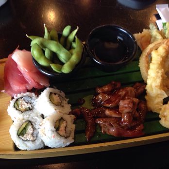 Benihana - Concord - Express lunch boat with Teriyaki steak, California Roll, Sashimi, Tempura and edamame ($12.80). - Sushi Bars Near Me - Concord, California Benihana - Concord - Express lunch boat with Teriyaki steak, California Roll, Sashimi, Tempura and edamame ($12.80). - Sushi Bars Near Me - Concord, California