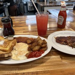 Rox Diner - The option with eggs, bacon, french toast, side order hash