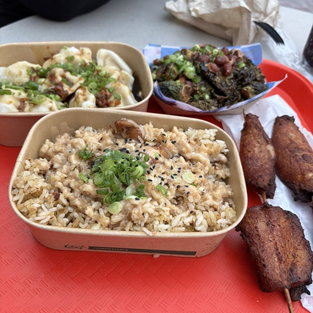 Drome - Dumplings, fried rice, Brussels sprouts and chicken skewers. Chef's kiss! - Bubble Tea Near Me - Santa Rosa Beach, Florida Drome - Dumplings, fried rice, Brussels sprouts and chicken skewers. Chef's kiss! - Bubble Tea Near Me - Santa Rosa Beach, Florida