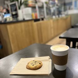 Homemade Chocolate Chip Cookie and Latte