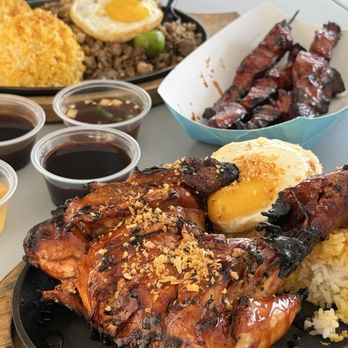 Tino’s Kitchen - (From Bottom To Top): Chicken Inasal, Pork BBQ + Sisig Sizzling Combo - Food Trucks Near Me - Vallejo, California Tino’s Kitchen - (From Bottom To Top): Chicken Inasal, Pork BBQ + Sisig Sizzling Combo - Food Trucks Near Me - Vallejo, California