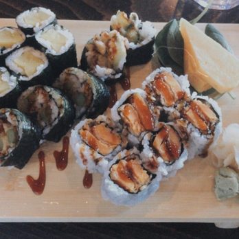 Momo Sushi - sweet potato, oshinko, & veggie tempura rolls with a side of tamago - Japanese Near Me - Minneapolis, Minnesota Momo Sushi - sweet potato, oshinko, & veggie tempura rolls with a side of tamago - Japanese Near Me - Minneapolis, Minnesota