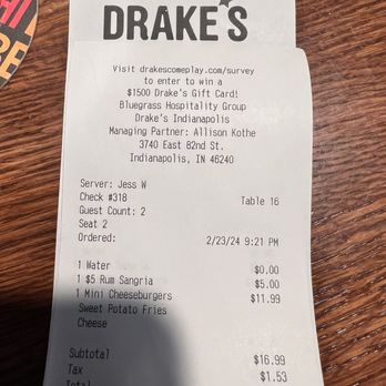 Drake's Keystone - Receipt - Sushi Bars Near Me - Indianapolis, Indiana Drake's Keystone - Receipt - Sushi Bars Near Me - Indianapolis, Indiana
