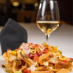 Ti Amo Ristorante Italiano - Italian nachos with glass of white wine