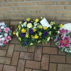 Tulip Florist - BEAUTIFUL SPRAY IN LEMONS AND PURPLES BY TULIP FLOWERS OF BARNSLEY. THANK YOU SO MUCH