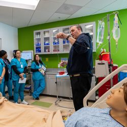 Unitek College - Concord Campus - Bachelor of Science in Nursing students getting hands-on learning in a skills lab at Unitek College Concord campus.