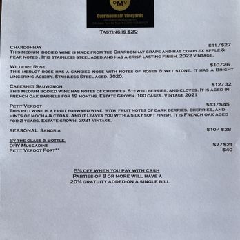 Overmountain Vineyards - Wine menu - Wineries Near Me - Tryon, North Carolina Overmountain Vineyards - Wine menu - Wineries Near Me - Tryon, North Carolina