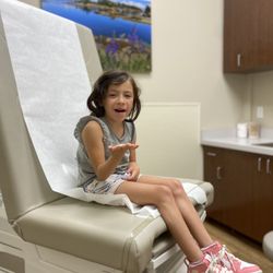 My daughter in the exam room as we waited for the X-ray results. Very clean and comfortable.