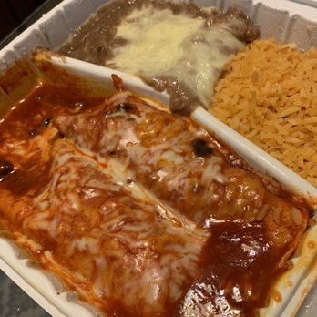 El Pirrin - 2 Enchiladas (hoping there were 3 because it's good) , Spanish rice, refried beans and a side salad (not in the photo) - Mexican Near Me - San Jose, California El Pirrin - 2 Enchiladas (hoping there were 3 because it's good) , Spanish rice, refried beans and a side salad (not in the photo) - Mexican Near Me - San Jose, California