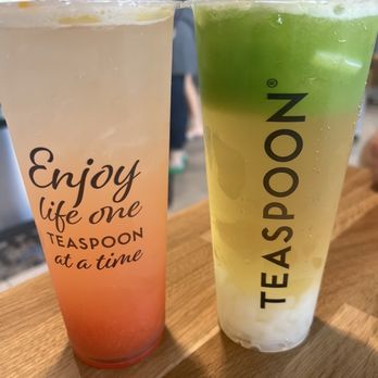 Teaspoon - Right side is the grasshopper with added lychee bits! - Bubble Tea Near Me - Las Vegas, Nevada Teaspoon - Right side is the grasshopper with added lychee bits! - Bubble Tea Near Me - Las Vegas, Nevada
