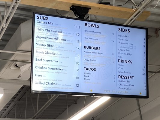 Menu photo 2 Cultura Subs Morton Grove, IL