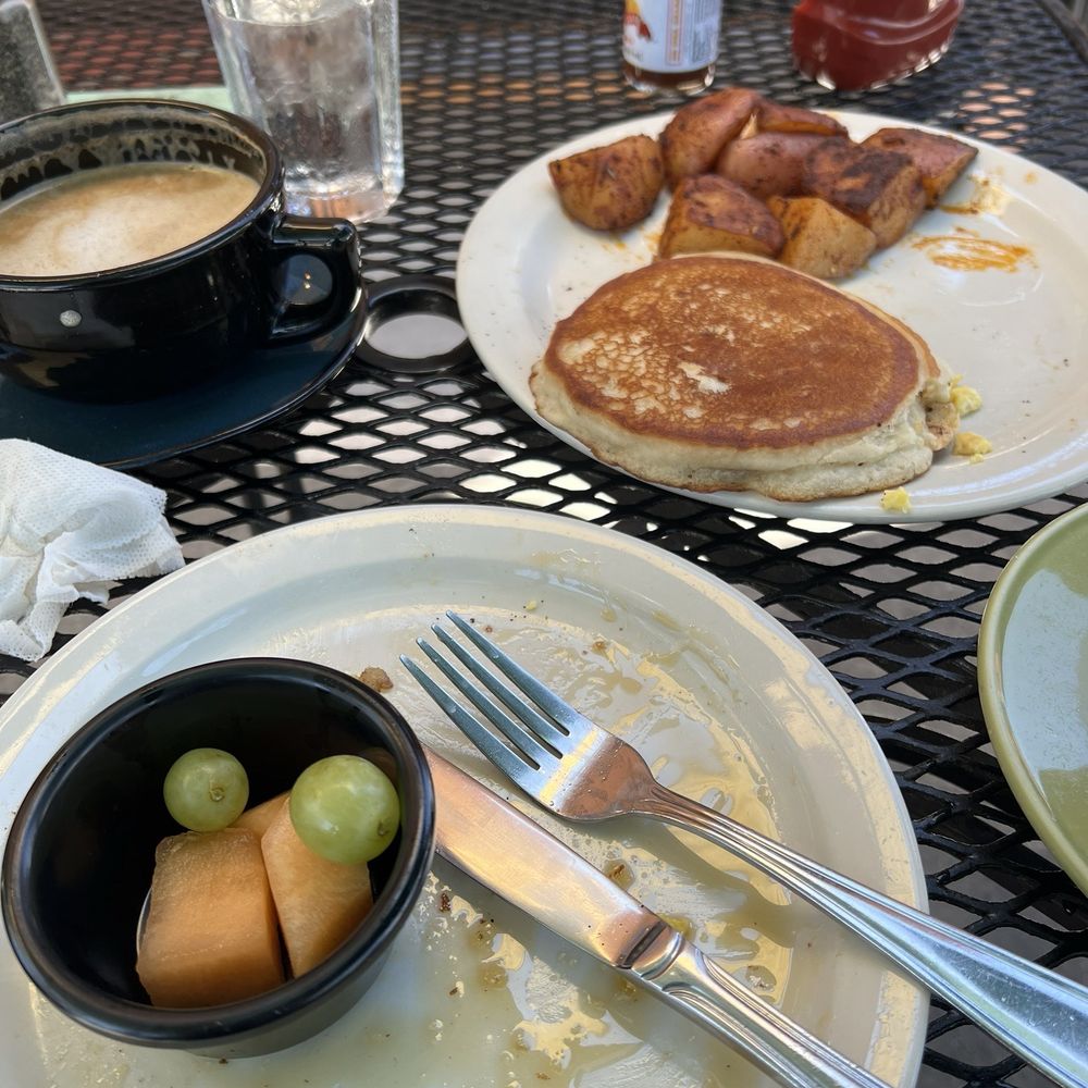 Wildflower Cafe - Buttermilk Pancakes special and a vanilla latte with oat milk. Leftovers for tomorrow :) - Breakfast & Brunch Near Me - Redondo Beach, California Wildflower Cafe - Buttermilk Pancakes special and a vanilla latte with oat milk. Leftovers for tomorrow :) - Breakfast & Brunch Near Me - Redondo Beach, California