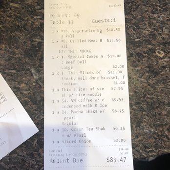 Pho Lee Hoa Phat 6 - Receipt - Vietnamese Near Me - Pittsburg, California Pho Lee Hoa Phat 6 - Receipt - Vietnamese Near Me - Pittsburg, California