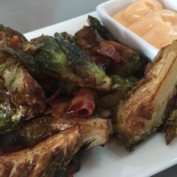 Red 36 - Fried Brussels Sprouts with paprika aioli - Seafood Near Me - Mystic, Connecticut Red 36 - Fried Brussels Sprouts with paprika aioli - Seafood Near Me - Mystic, Connecticut