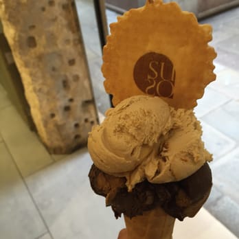 Suso - Cool waffle with their name if you order a cone. So much more fun to get gelato on a cone. - Desserts Near Me - Venezia, VE