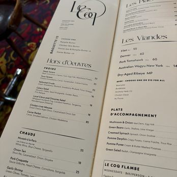 Le Coq - Menu as of April 2025 - French Near Me - La Jolla, California Le Coq - Menu as of April 2025 - French Near Me - La Jolla, California