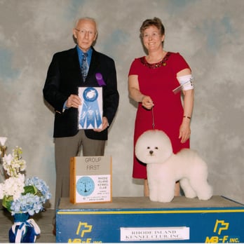 Muddy Paw Dog Grooming - Ann-Marie and Topper pose with Judge DiNardo after winning the Non-Sporting Group. - Pet Groomers Near Me - Gorham, Maine Muddy Paw Dog Grooming - Ann-Marie and Topper pose with Judge DiNardo after winning the Non-Sporting Group. - Pet Groomers Near Me - Gorham, Maine