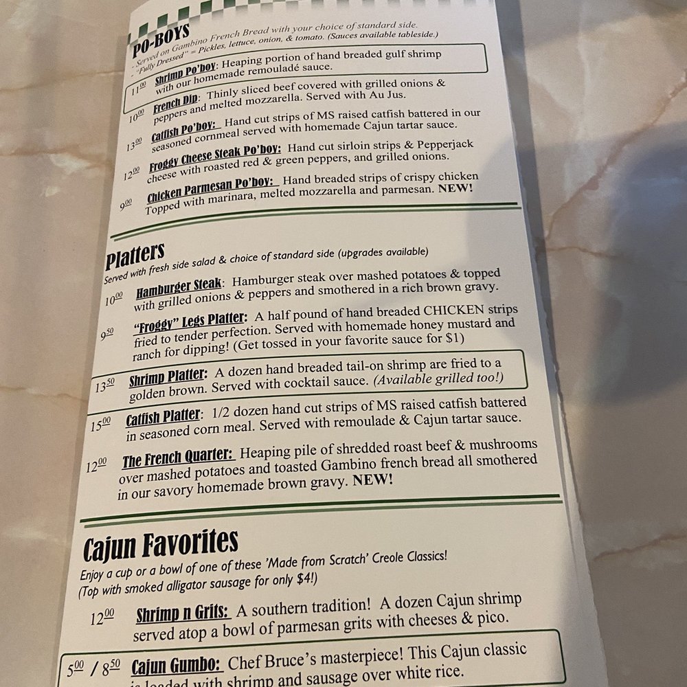 The Froghead Grill - Menu - American Near Me - Clinton, Mississippi The Froghead Grill - Menu - American Near Me - Clinton, Mississippi