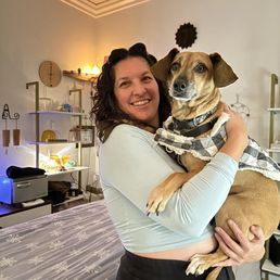 Daizy & Kimchi after his Reiki session.