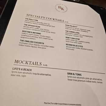 Ramsay's Kitchen - Alcohol Menu - New American Near Me - Las Vegas, Nevada