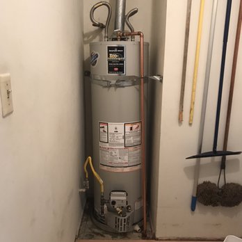 Roma Rooter - Managed to fit this 40 gal on water heater in a very tight space. - Plumbing Near Me Roma Rooter - Managed to fit this 40 gal on water heater in a very tight space. - Plumbing Near Me