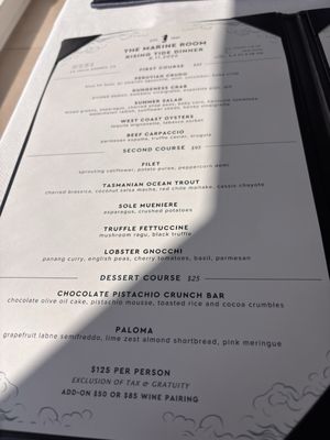 Menu photo 8 The Marine Room La Jolla, CA Menu photo 8 The Marine Room La Jolla, CA