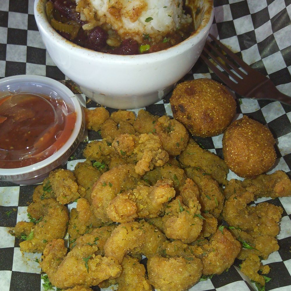 Cajun Craft - Fried Crawfish with Red Beans and Rice and Hushpuppies - Cajun/Creole Near Me - Waco, Texas Cajun Craft - Fried Crawfish with Red Beans and Rice and Hushpuppies - Cajun/Creole Near Me - Waco, Texas