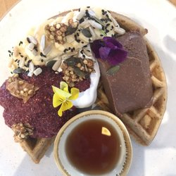 Buckwheat waffles with house made vegan nutella
