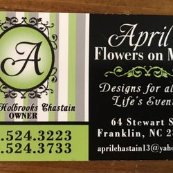 April's Flowers on Main - Business card