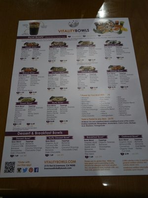 Menu photo 6 Vitality Bowls Livermore, CA