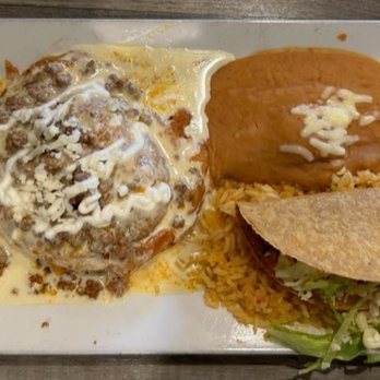 Los Cuates Cantina & Grill - Ground Beef Filled Relleno and a Beef Taco - Mexican Near Me - Tulsa, Oklahoma
