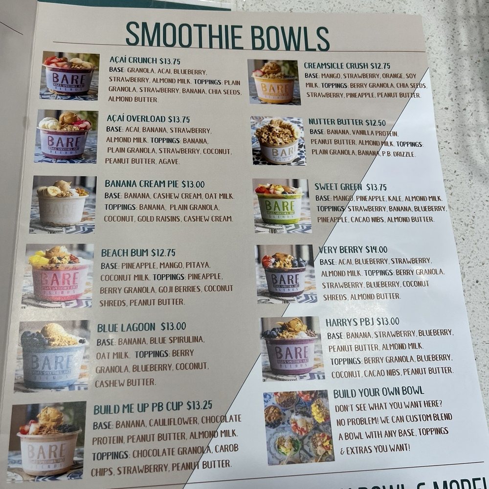 Bare Blends - Smoothie Bowl - Juice Bars & Smoothies Near Me - Saratoga Springs, New York