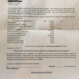 Estimate provided, versus $195 phone quote.