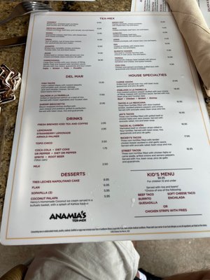 Menu photo 1 Anamia's Tex Mex Flower Mound, TX