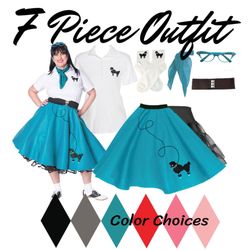 Adult 7 piece poodle skirt outfit