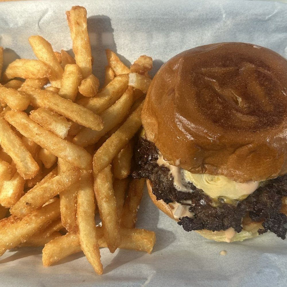 Dream Creamery - Dream burger 1/4 lb. special sauce, garlic-dill pickles, griddled & raw onions, American cheese, milk bun. - Ice Cream & Frozen Yogurt Near Me - Minneapolis, Minnesota Dream Creamery - Dream burger 1/4 lb. special sauce, garlic-dill pickles, griddled & raw onions, American cheese, milk bun. - Ice Cream & Frozen Yogurt Near Me - Minneapolis, Minnesota