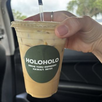 Holoholo Drive Thru Espresso - Iced white chocolate latte with Mac nut cold foam, yummy - Coffee & Tea Near Me - Kaneohe, Hawaii